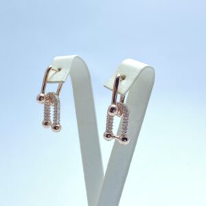 Tiffany modeli zirkon taşlı rose kaplama gümüş küpe