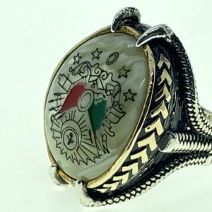 sedefli pençe osmanlı armalı gümüş yüzük