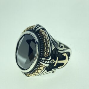 çapa motifli gümüş sultan yüzüğü